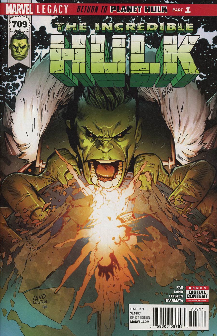 Incredible Hulk Vol 4 #709 Cover A 1st Ptg Regular Greg Land Cover (Marvel Legacy Tie-In)
