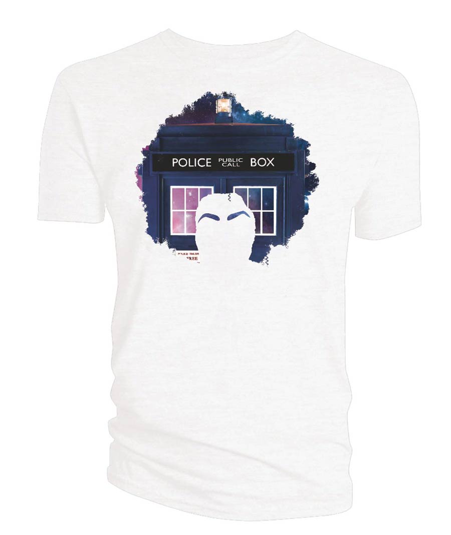 Doctor Who TARDIS Bill Potts Silhouette White T-Shirt Large