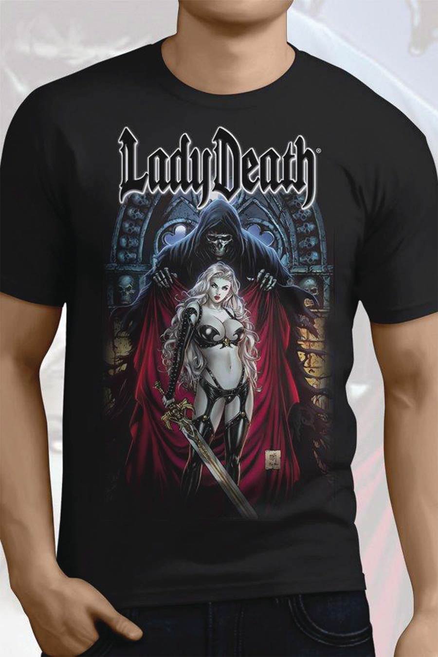 Lady Death Reaper Black Mens T-Shirt XXX-Large