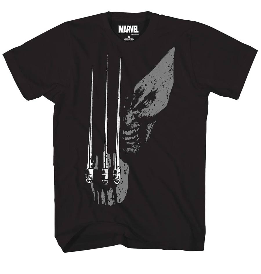 Marvel Wolvey Fist Previews Exclusive Silver Foil Black T-Shirt Large