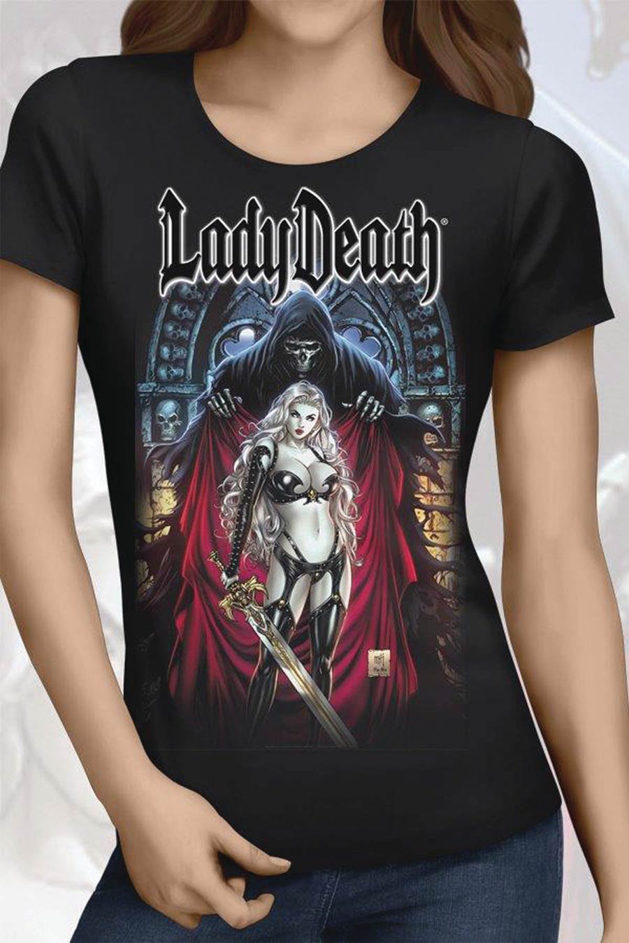 Lady Death Reaper Black Womens T-Shirt Large