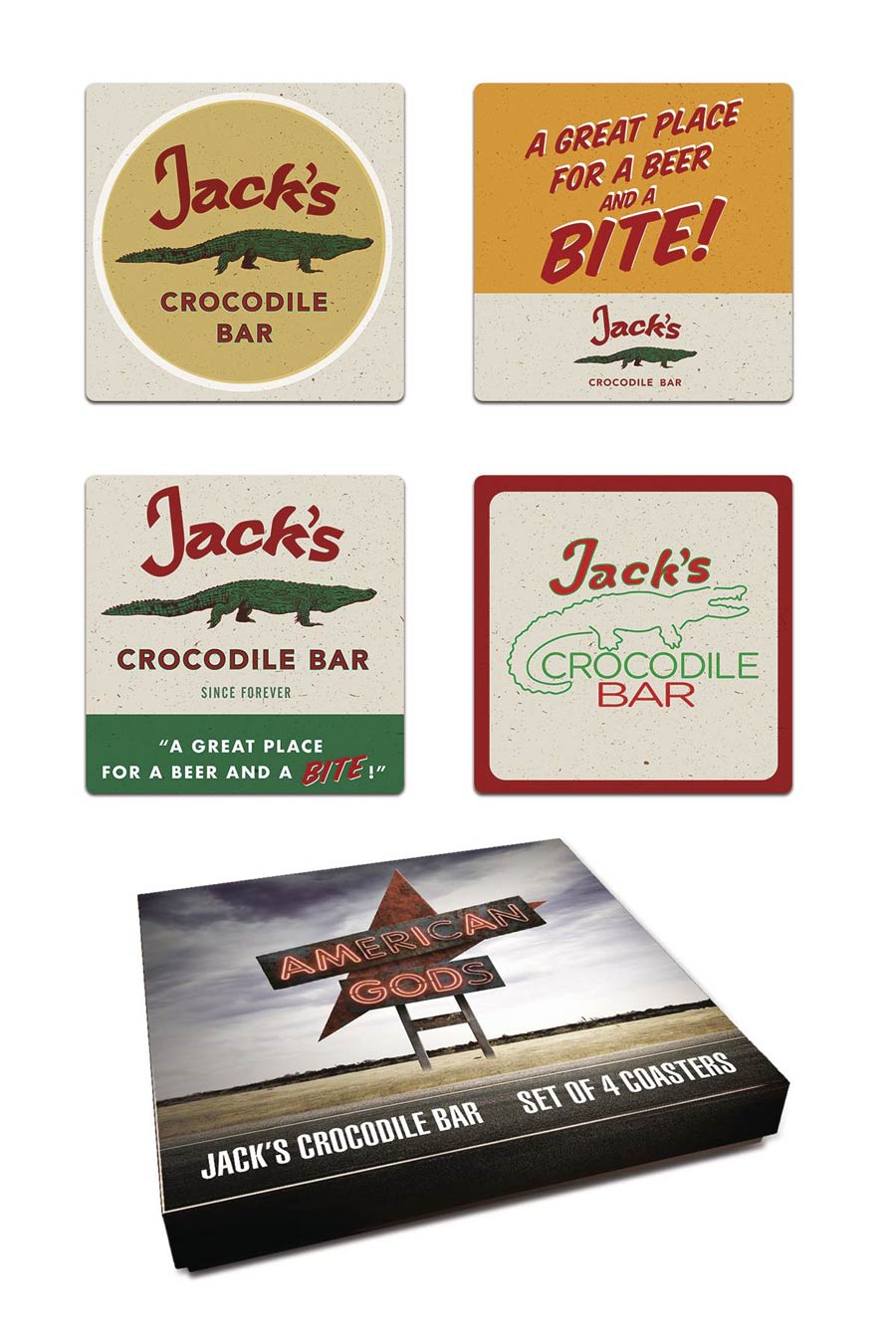 American Gods Coaster Set - Jacks Crocodile Bar