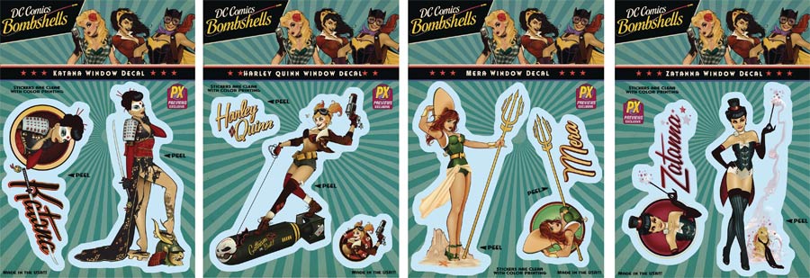 DC Bombshells Previews Exclusive Decal Pack 3 - Harley Quinn Katana Mera Zatanna