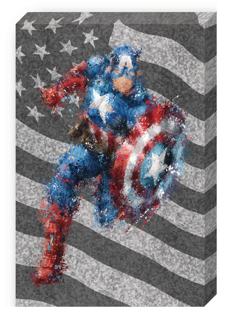Captain America Action Galvanized Steel Wall Art