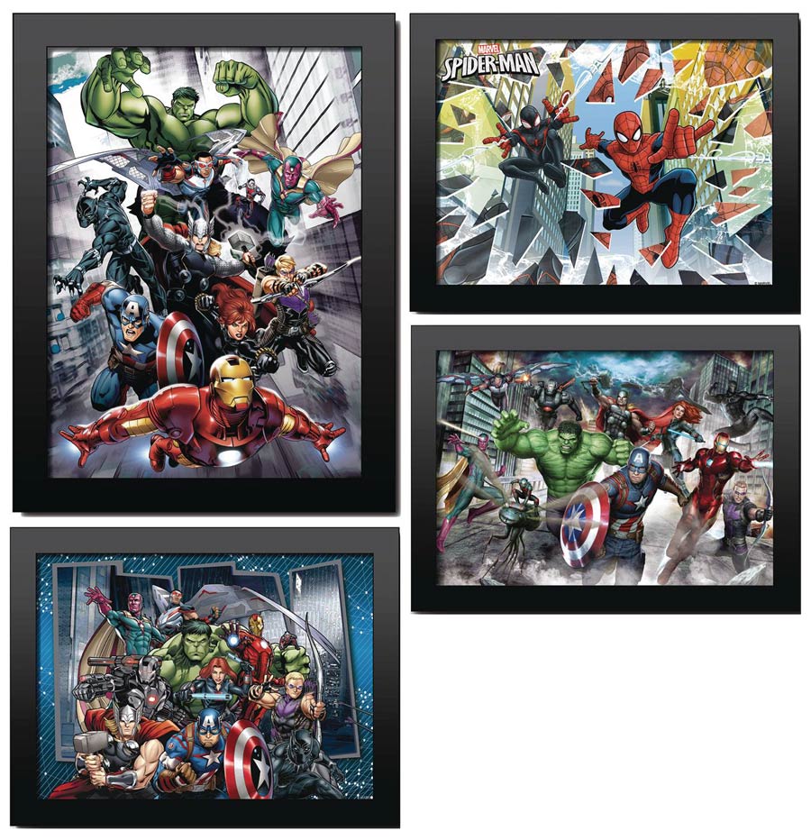 Marvel 3D Framed Wall Art 4-Piece Assortment Case