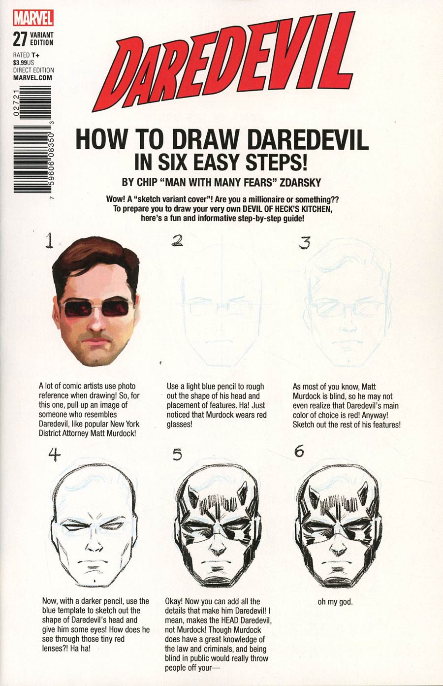 Daredevil Vol 5 #27 Cover B Variant Chip Zdarsky How-To-Draw Cover