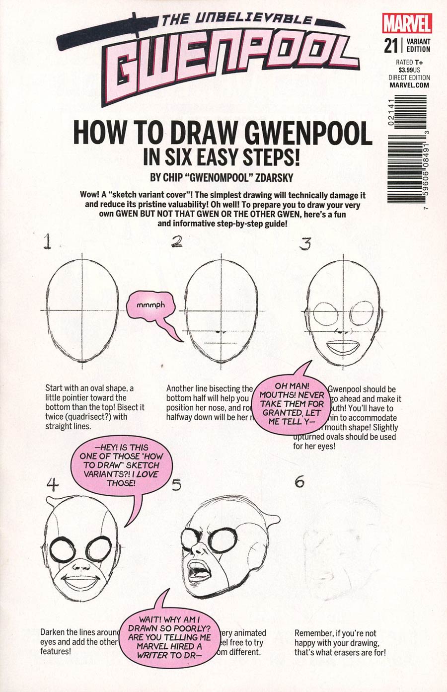 Gwenpool #21 Cover C Variant Chip Zdarsky How-To-Draw Cover (Marvel Legacy Tie-In)