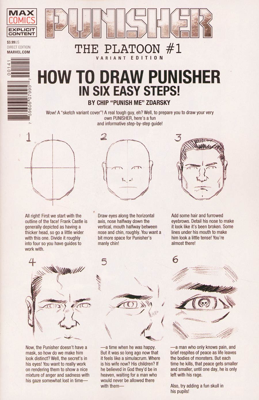 Punisher Platoon #1 Cover B Variant Chip Zdarsky How-To-Draw Cover