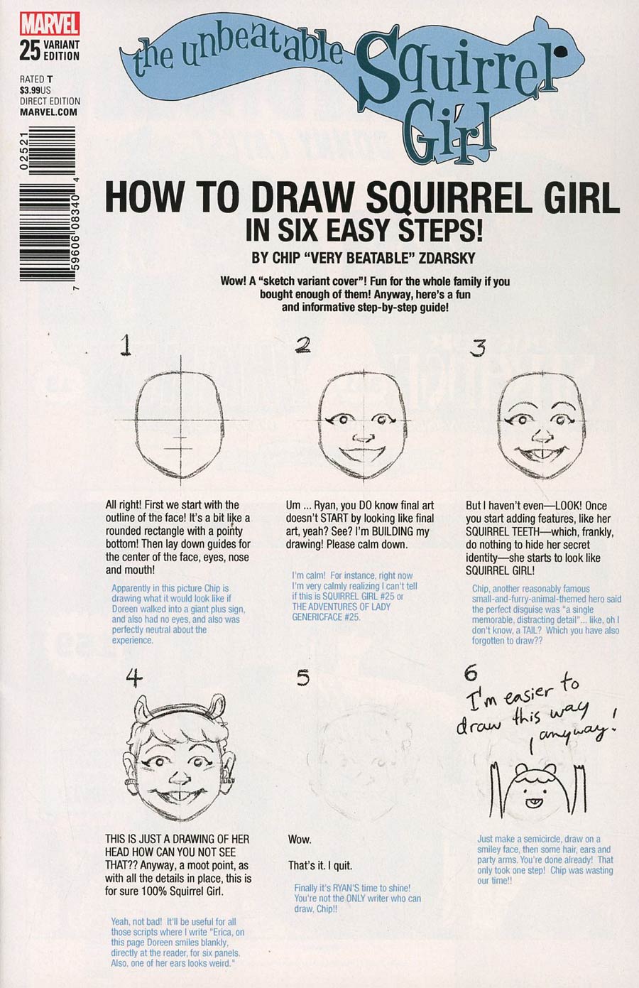 Unbeatable Squirrel Girl Vol 2 #25 Cover B Variant Chip Zdarsky How-To-Draw Cover