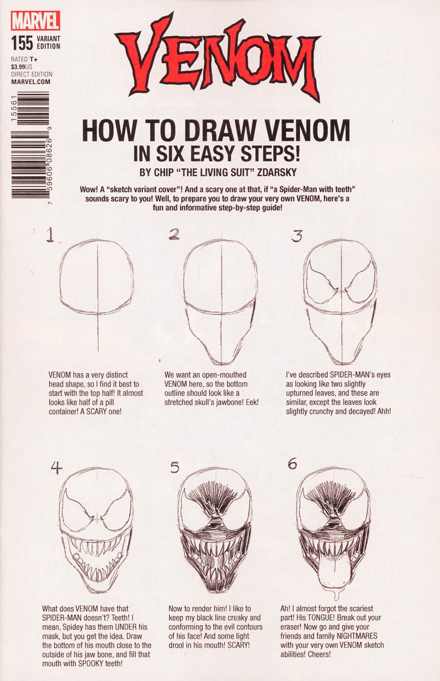 Venom Vol 3 #155 Cover D Variant Chip Zdarsky How-To-Draw Cover (Marvel Legacy Tie-In)