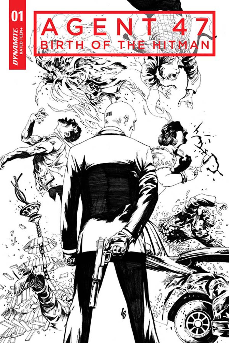 Agent 47 Birth Of The Hitman #1 Cover D Incentive Jonathan Lau Black & White Cover