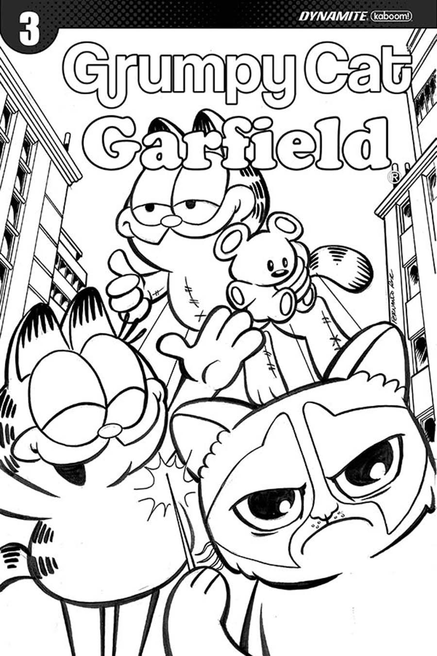 Grumpy Cat Garfield #3 Cover G Incentive Fernando Ruiz Black & White Cover