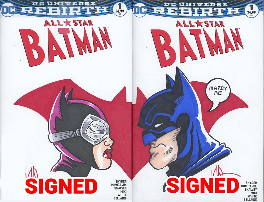 All-Star Batman #1 Cover Q DF Connecting Marry Me Sketch Cover Set By Ken Haeser