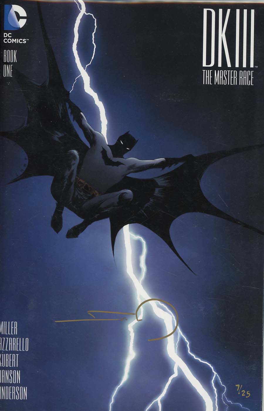 Dark Knight III The Master Race #1 Cover Z-Z-C DF Exclusive Homage Variant Cover Signed By Frank Miller