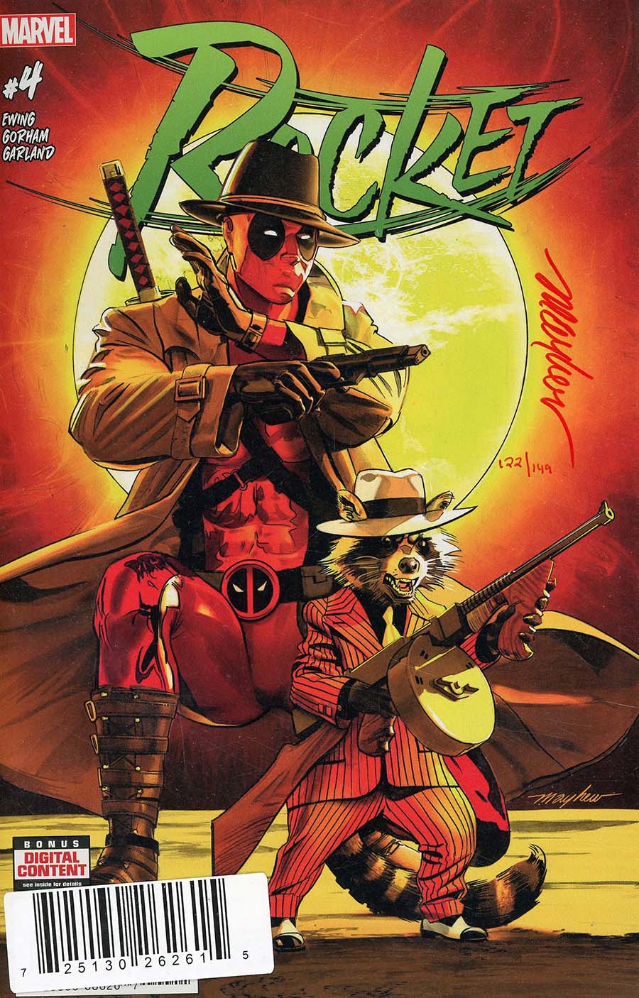 Rocket #4 Cover C DF Starring Deadpool Ultra-Limited Blood Red Signature Series Signed By Mike Mayhew