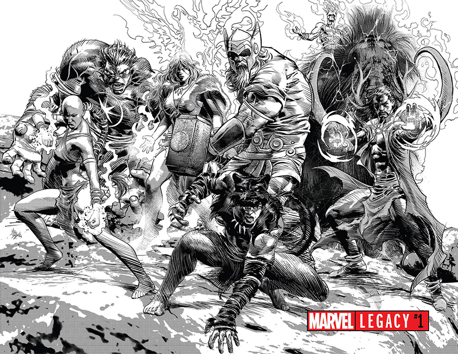 Marvel Legacy #1 Cover M Incentive Mike Deodato Jr Wraparound Black & White Variant Cover