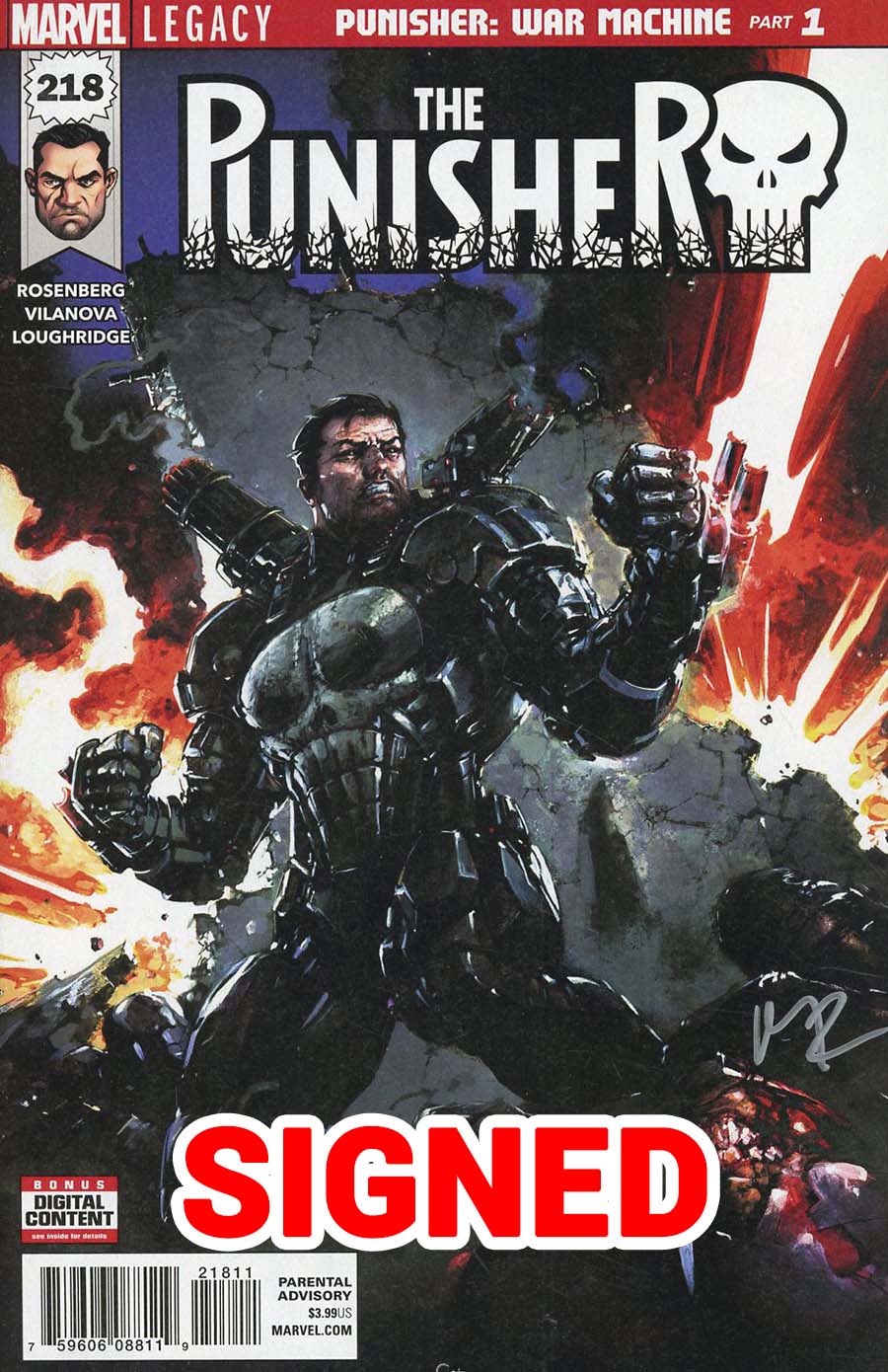 Punisher Vol 10 #218 Cover F Regular Clayton Crain Cover Signed By Matthew Rosenberg (Marvel Legacy Tie-In)