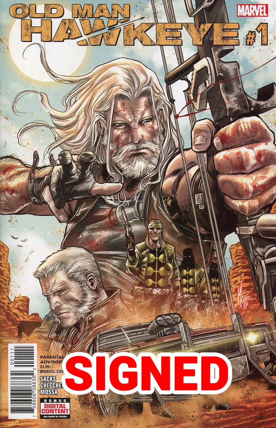 Old Man Hawkeye #1 Cover H Regular Marco Checchetto Cover Signed By Ethan Sacks (Marvel Legacy Tie-In)