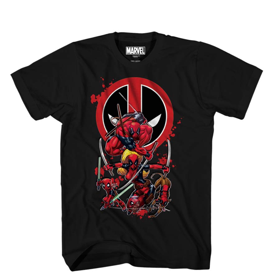 Deadpool DP Fam Black T-Shirt Large