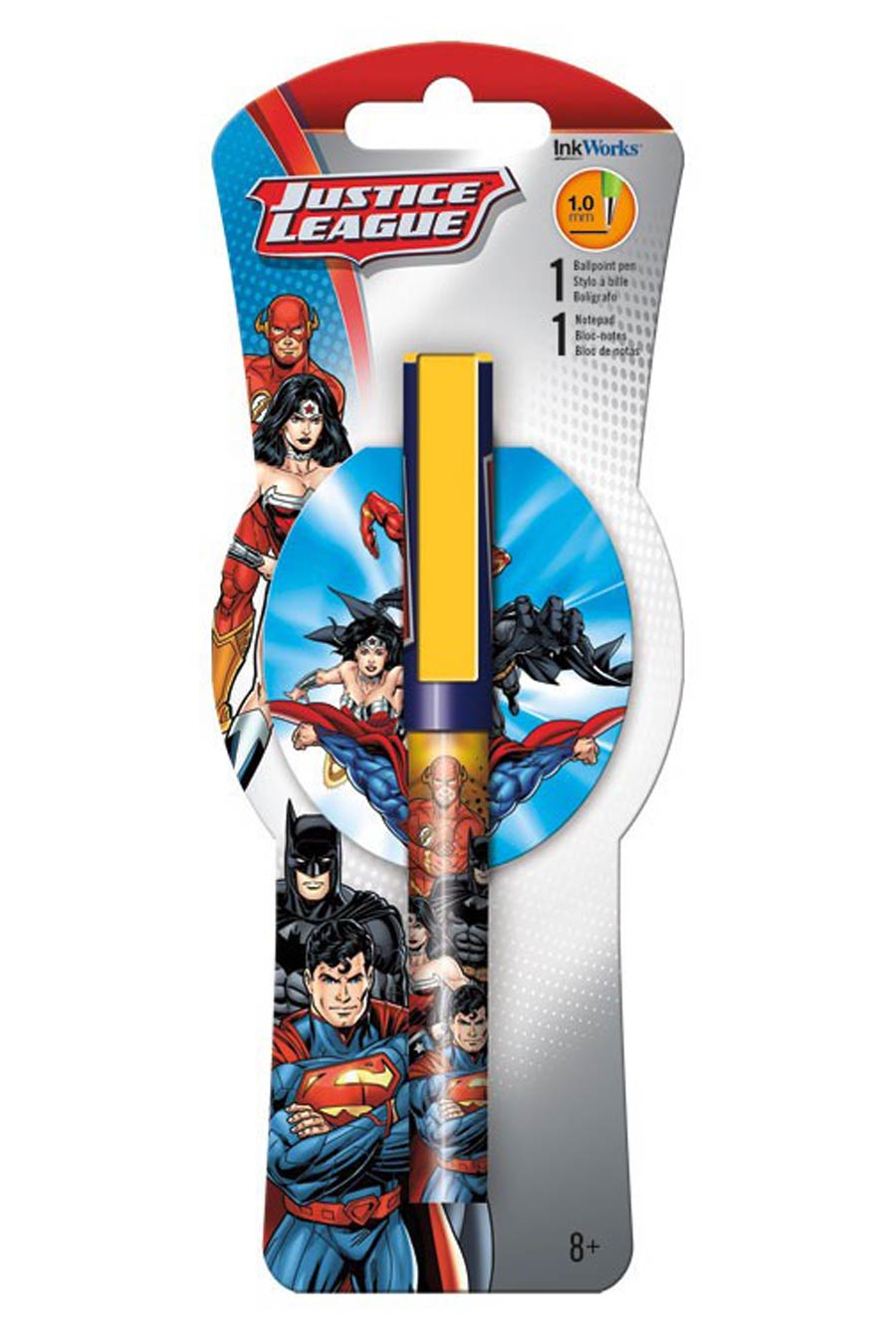 Justice League Ballpoint Pen And Notepad Pack