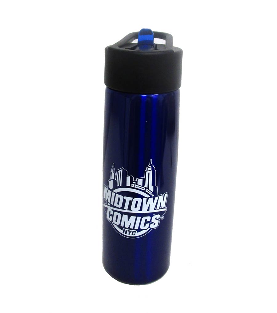 Midtown Comics Logo 24oz Blue Stainless Steel Water Bottle