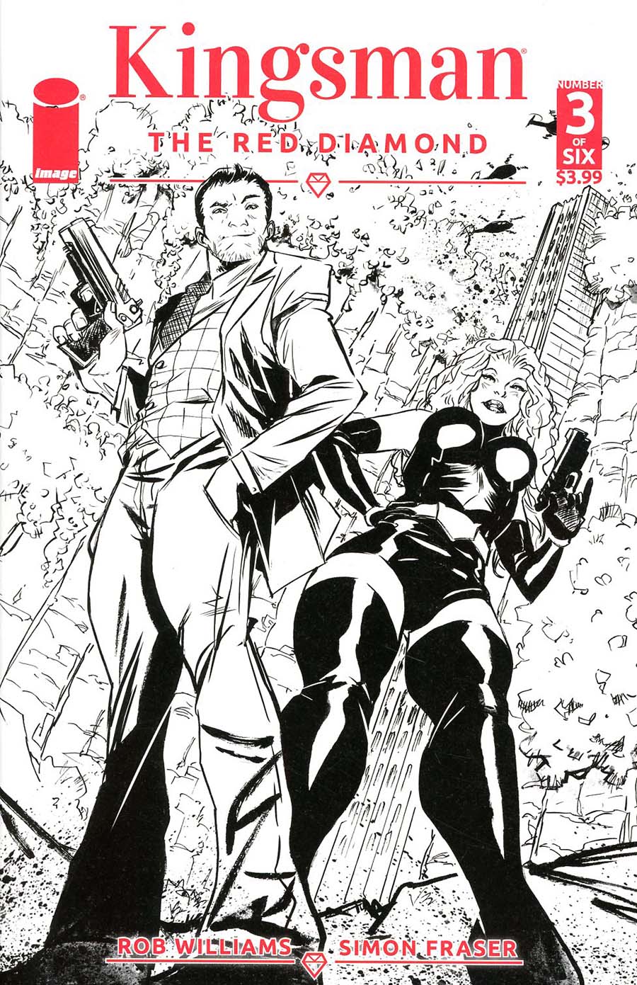 Kingsman Red Diamond #3 Cover B Variant Sanford Greene Black & White Cover