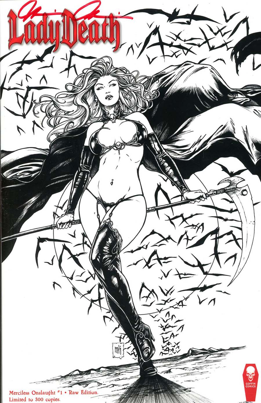 Lady Death Merciless Onslaught #1 Cover G Signed & Numbered Raw Edition