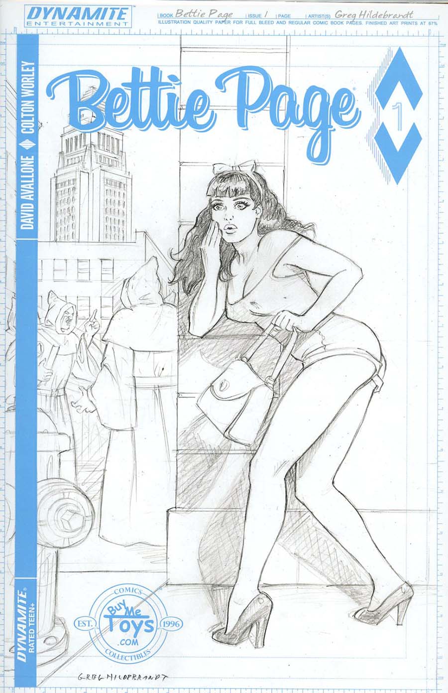 Bettie Page #1 Cover P Limited Edition Greg Hildebrandt Black & White Cover