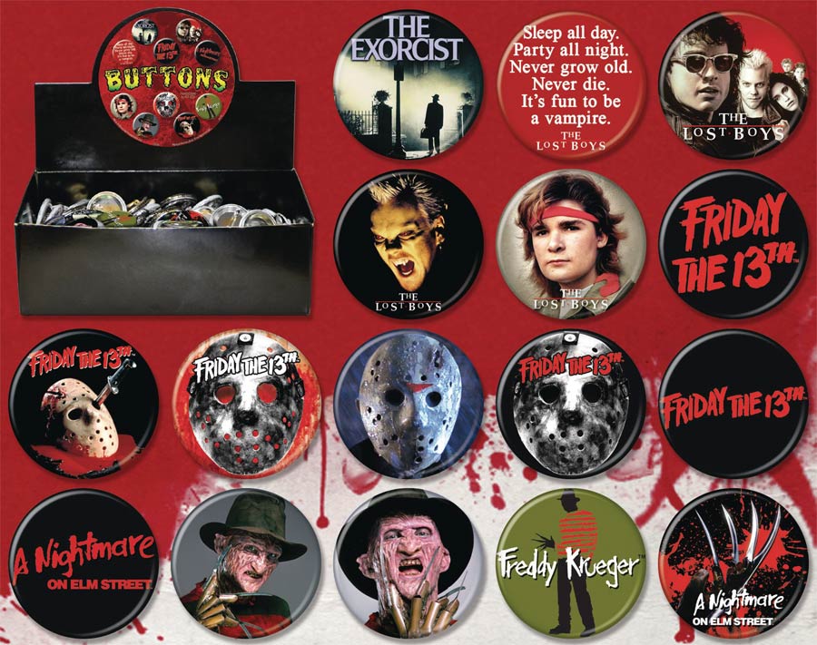 New Line Horror Movies Button 144-Piece Assortment Case