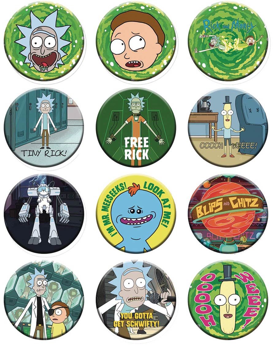 Rick And Morty 1-1/4 Inch Button 144-Piece Assortment Case