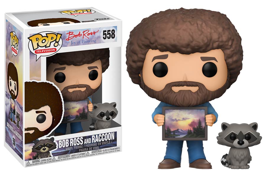 POP Television 558 The Joy Of Painting Bob Ross And Raccoon Vinyl Figure
