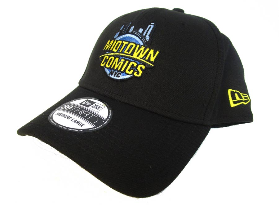Midtown Comics Logo Mens Black 3930 Flex Fit Cap ML Powered By New Era