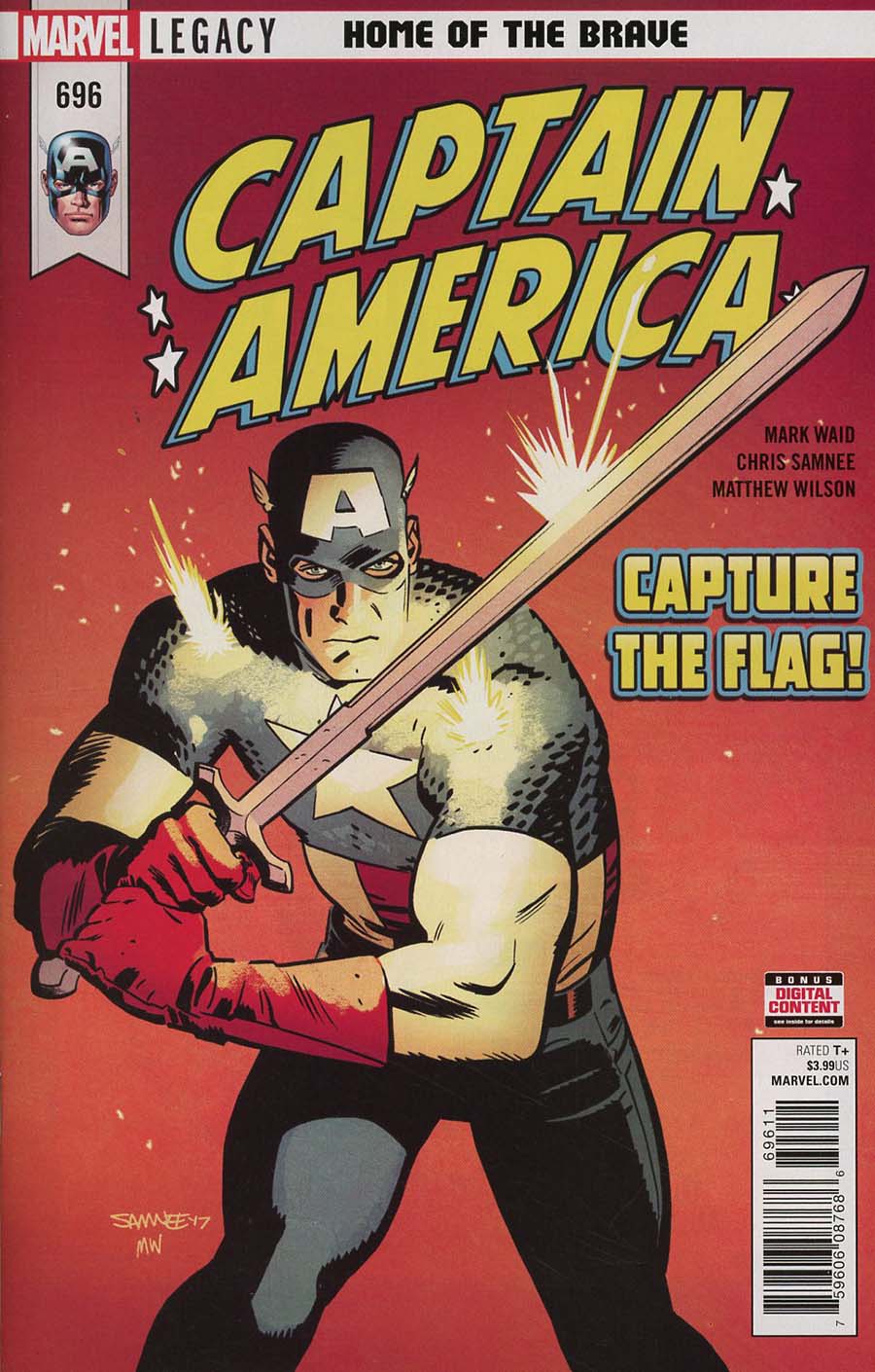 Captain America Vol 8 #696 Cover A 1st Ptg Regular Chris Samnee Cover (Marvel Legacy Tie-In)