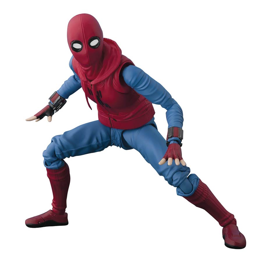 Marvel S. H. Figuarts - Spider Man Homecoming - Spider-Man Homemade Suit Ver. & Tamashii Option Act Wall Action Figure