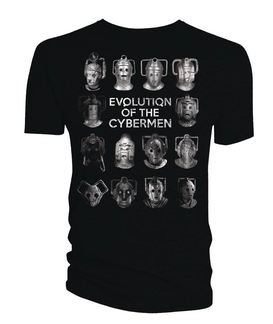 Doctor Who Cybermen Evolution Previews Exclusive Black T-Shirt Large