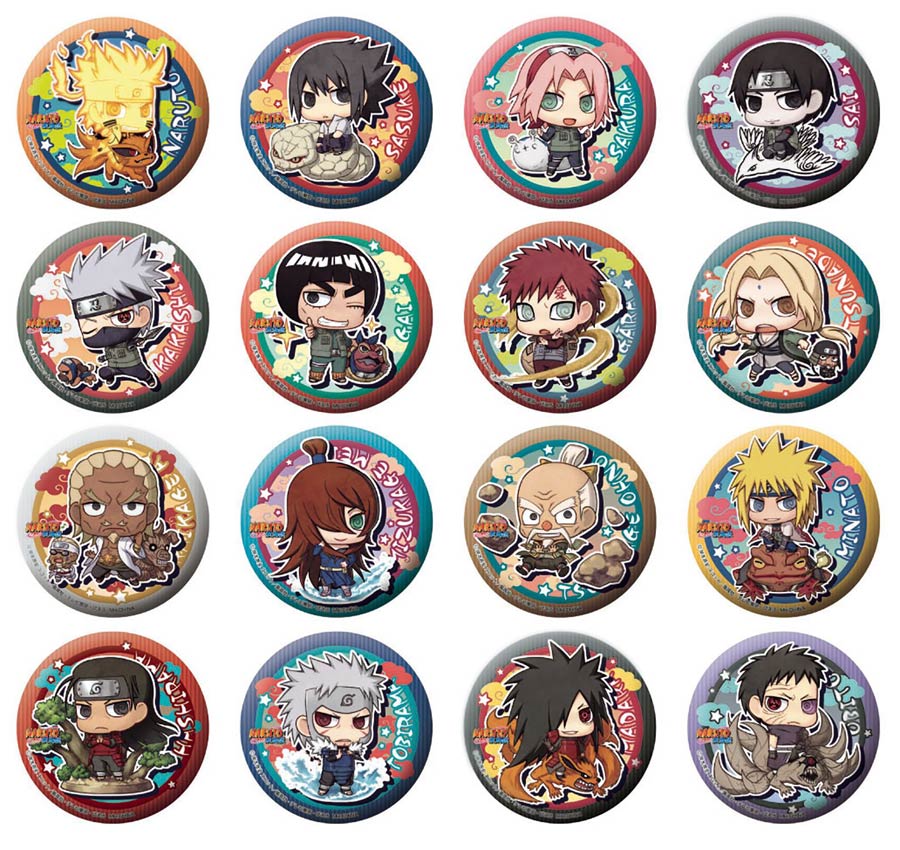 Naruto Shippuden Button Badge Collection 16-Piece Display