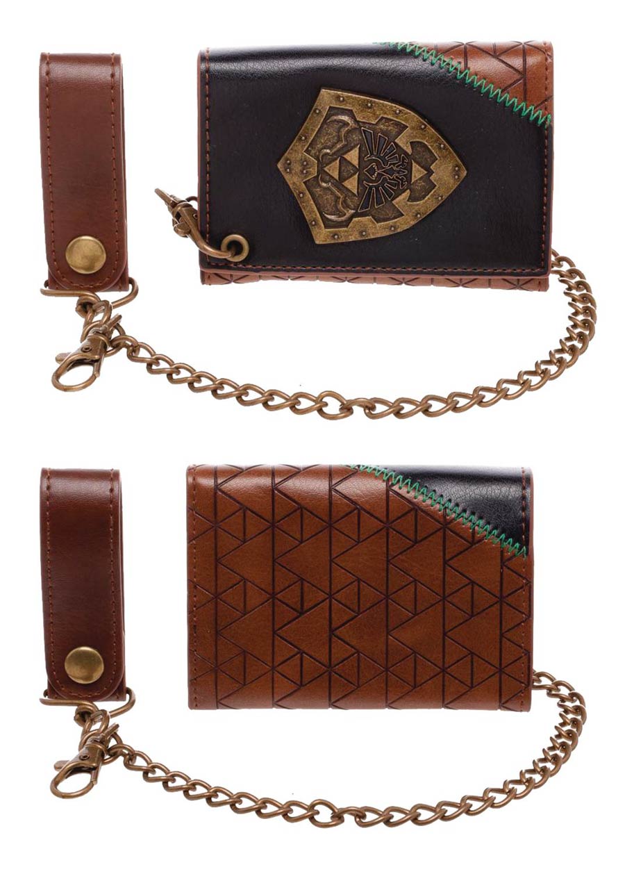 Nintendo Legend Of Zelda Shield Tri-Fold Chain Wallet