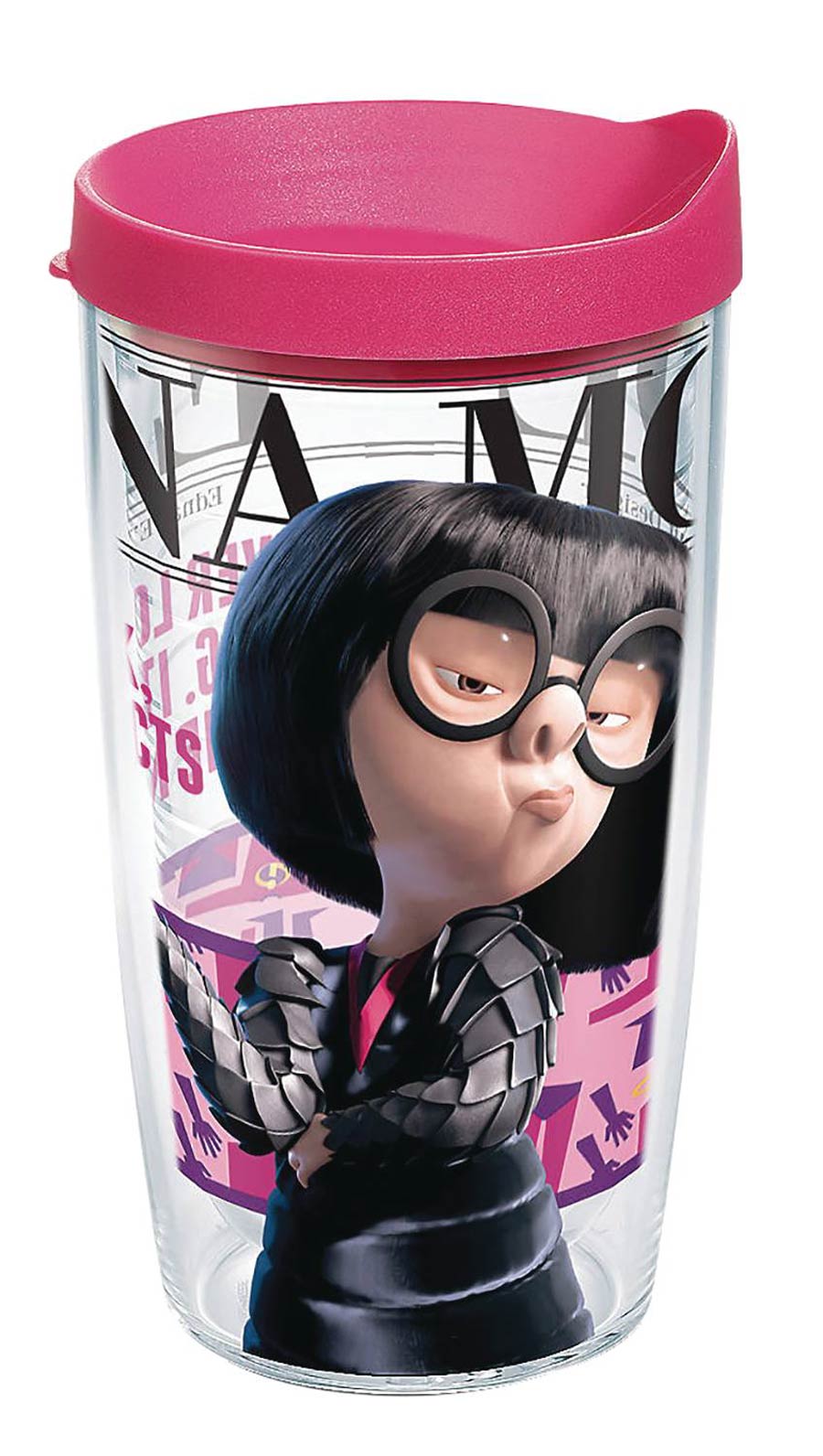 Incredibles 16-Ounce Tumbler - Edna Mode With Pink Lid