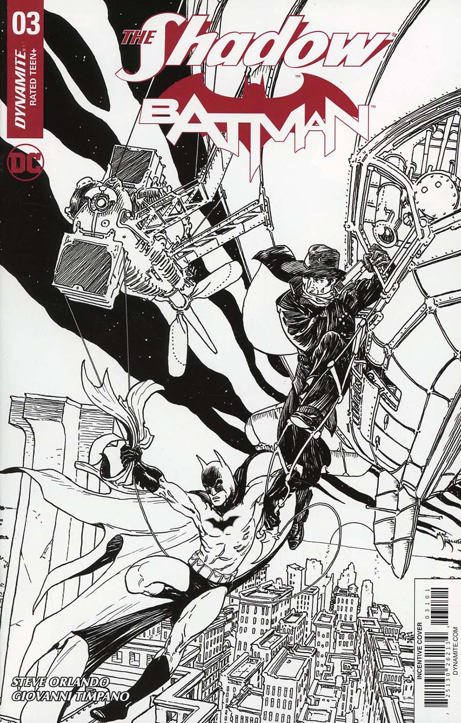 Shadow Batman #3 Cover J Incentive Michael William Kaluta Black & White Cover