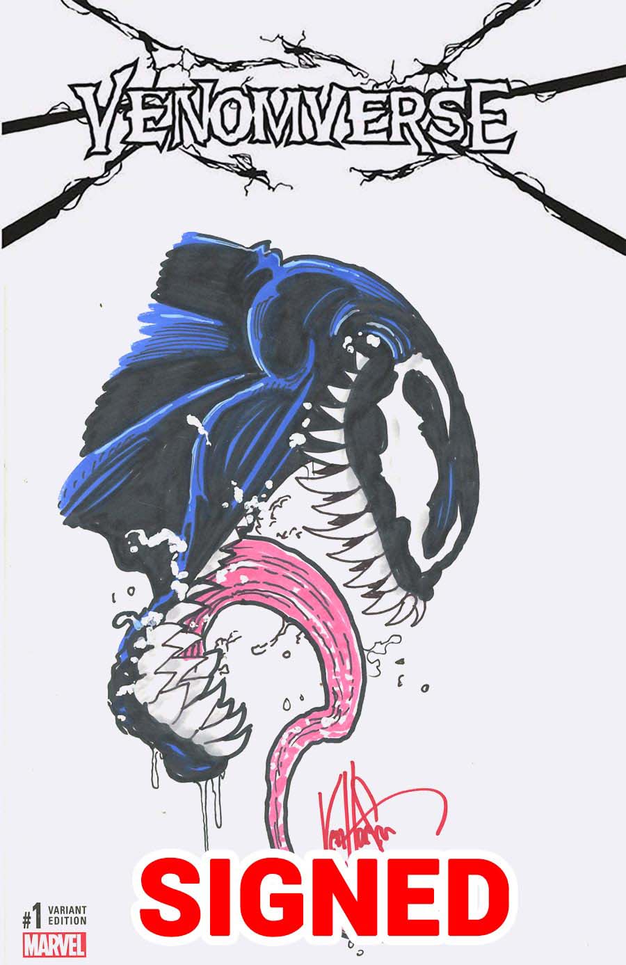 Venomverse #1 Cover L DF Signed & Remarked By Ken Haeser