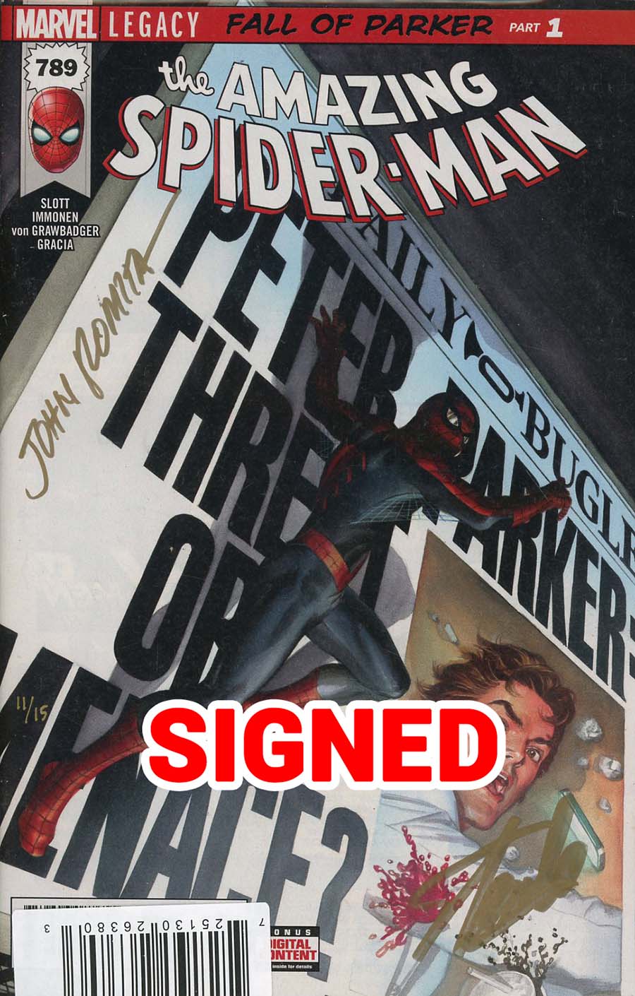 Amazing Spider-Man Vol 4 #789 Cover F DF Signed By Stan Lee & John Romita Sr