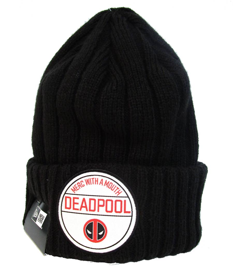 Deadpool Retro Ribbed Black Knit Hat