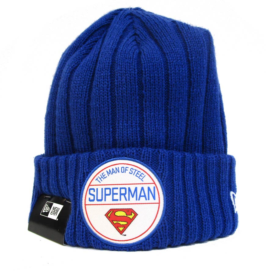 Superman Retro Ribbed Royal Blue Knit Hat
