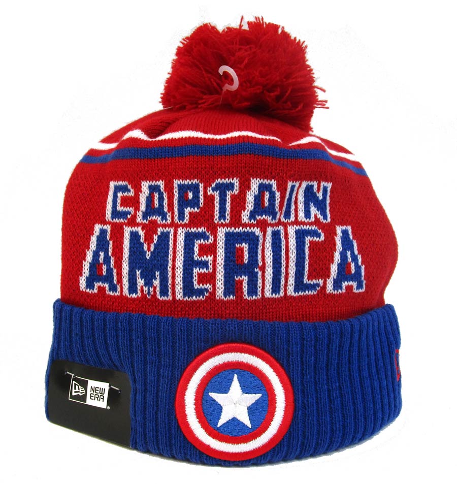 Captain America Jumbo Cheer Red Knit Hat
