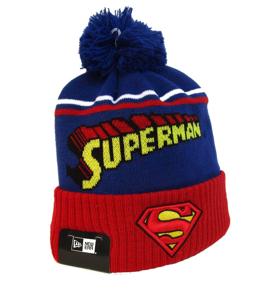 Superman Jumbo Cheer Royal Blue Knit Hat