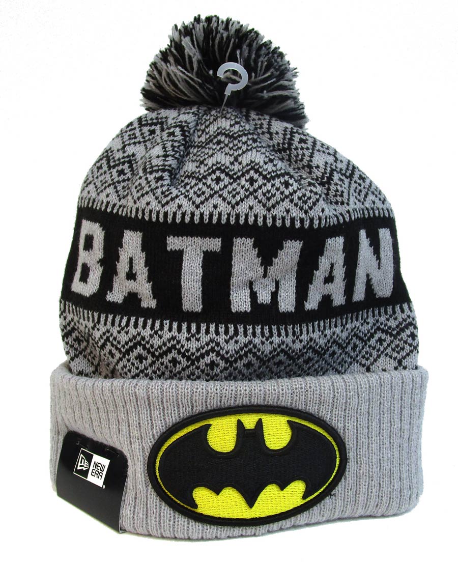 Batman Wintery Pom 2 Grey Knit Hat