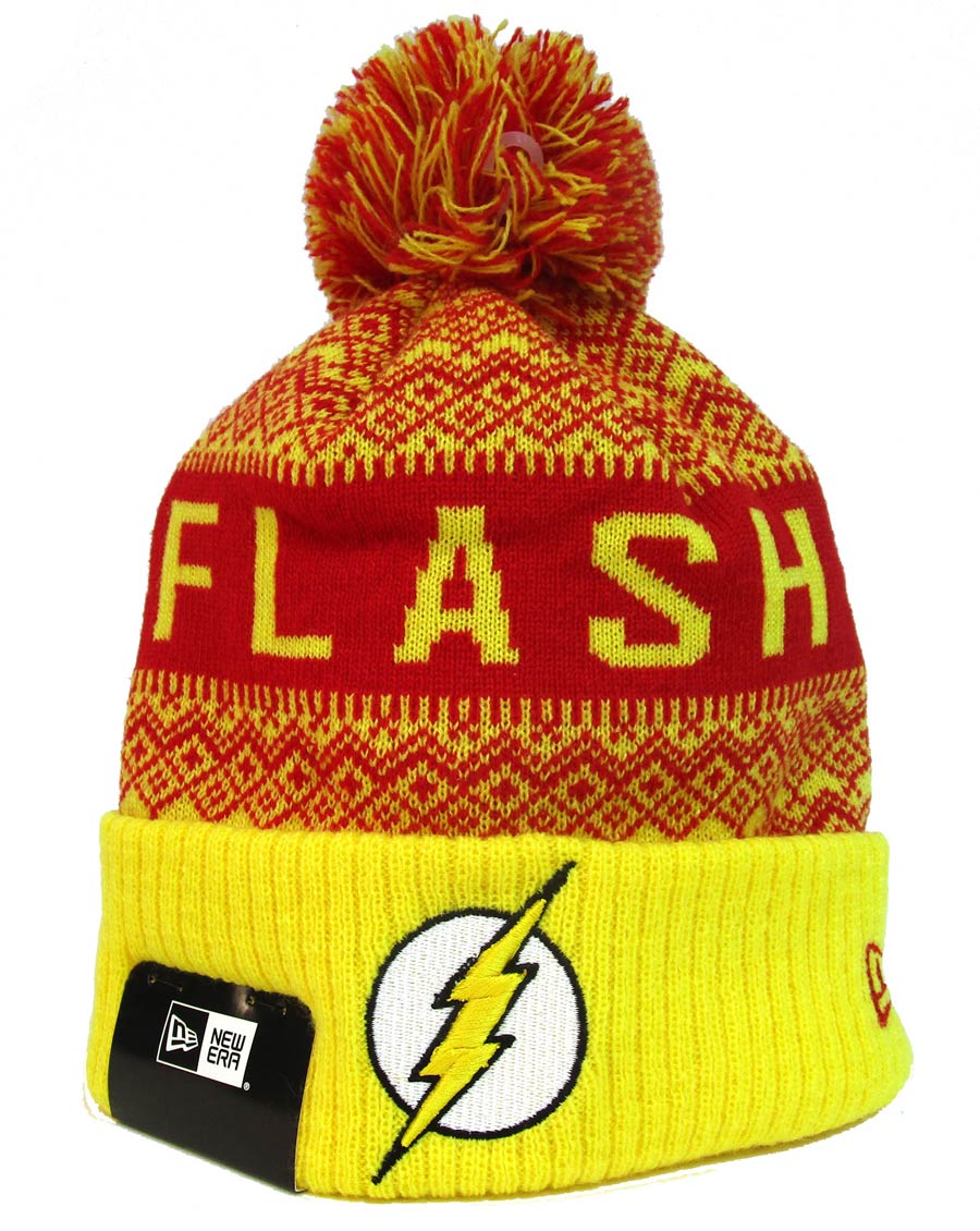 Flash Wintery Pom 2 Red Knit Hat