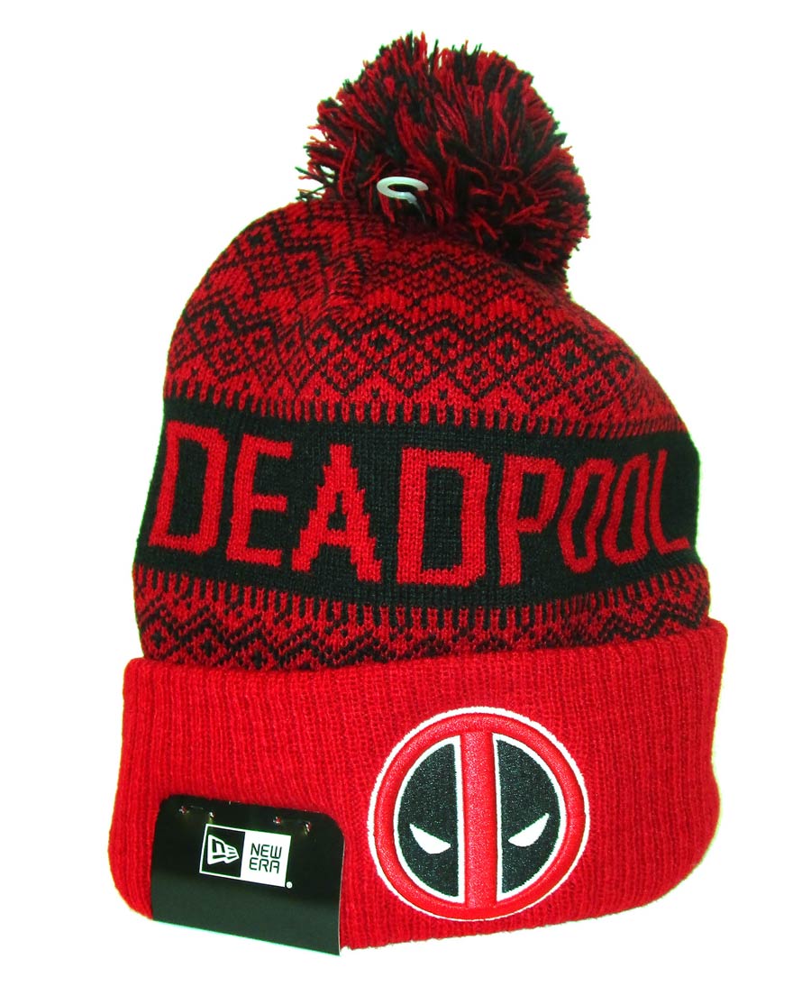 Deadpool Wintery Pom 2 Red Knit Hat