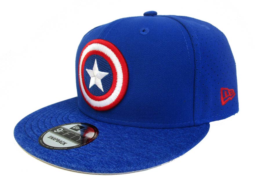 Captain America Perforated Trick Blue 950 Snapback Cap