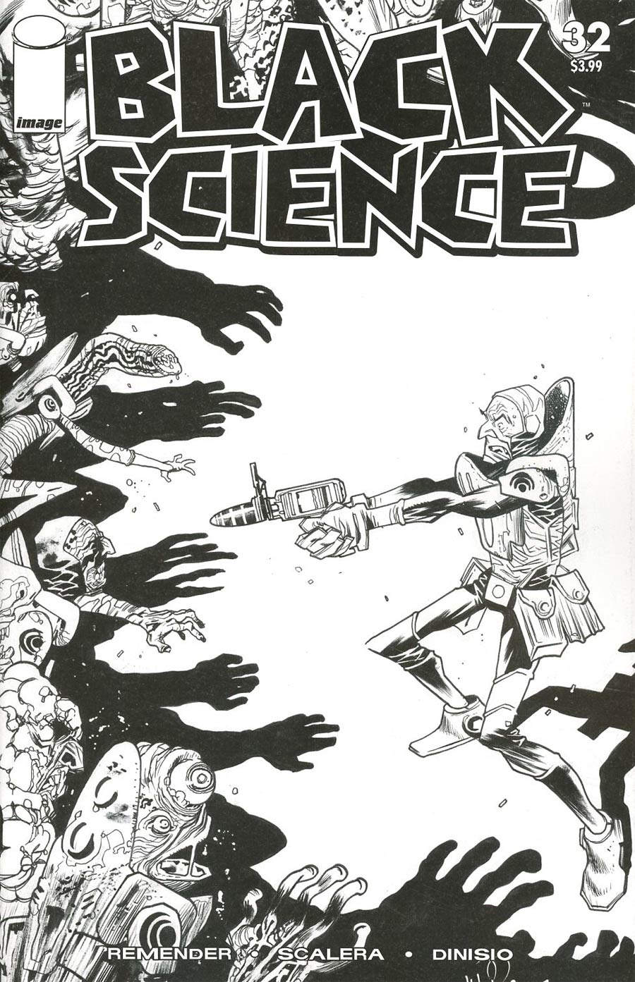 Black Science #32 Cover D Variant James Harren Walking Dead 5 Tribute Black & White Cover